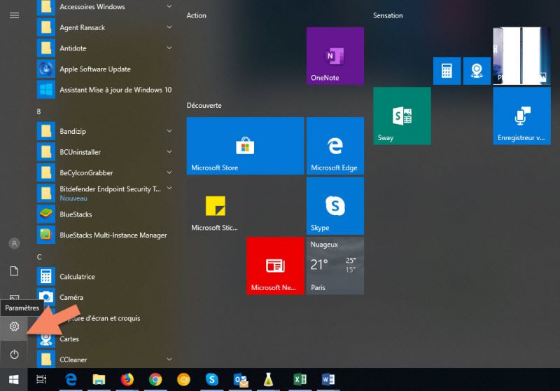 Windows 10 paramètres